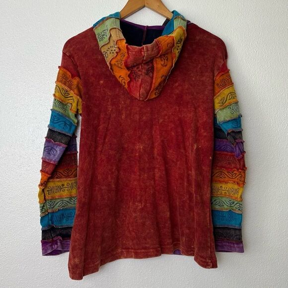 Greater Good Network Hoodie Full Zip Patchwork Nepal Hippie Boho Small Medium - Picture 5 of 9